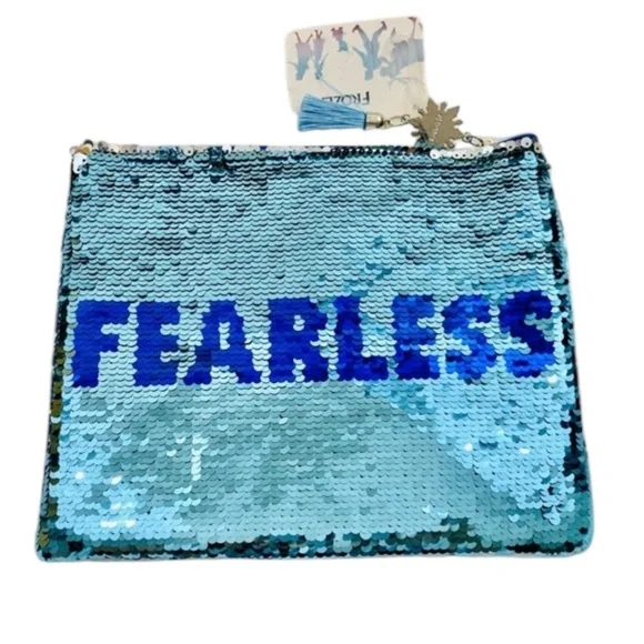 Frozen II Blue and Silver Sequin Pencil Case NWT - Picture 2 of 5